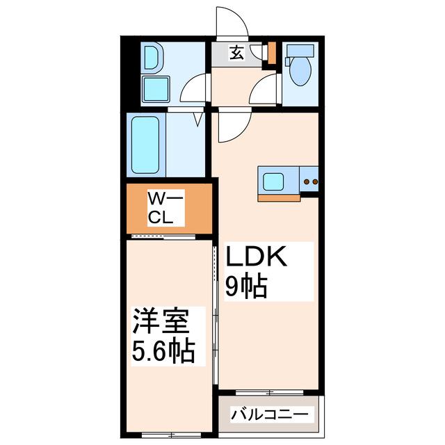 BRAVEBASE砂原I(1LDK/2階)の間取り写真