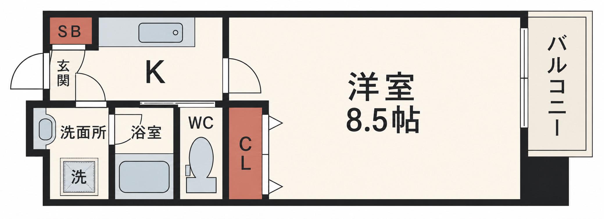 LUTELLA皆実町(1K/4階)の間取り写真