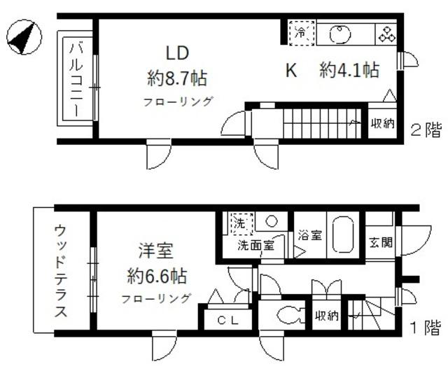 ミ・ルガル西参道(1LDK/1階)の間取り写真