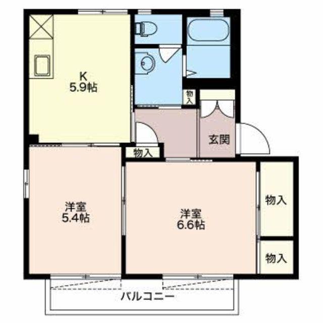 ディアス西沢田(2K/2階)の間取り写真