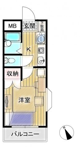 メゾンドブランシュ(1K/2階)の間取り写真