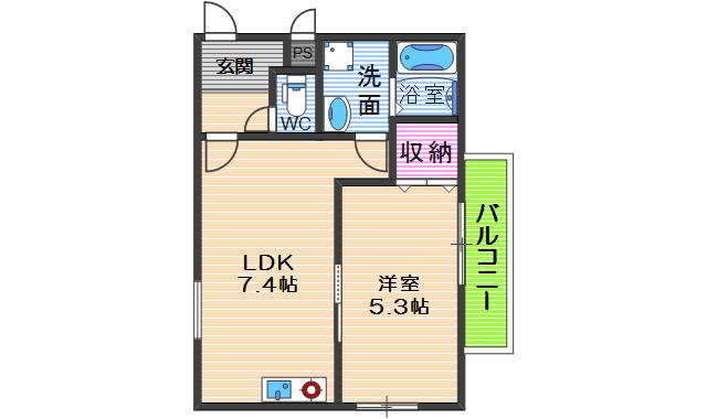 カルム林寺(1LDK/2階)の間取り写真