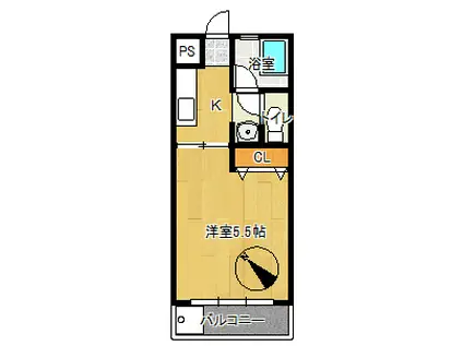 長谷川マンション(ワンルーム/5階)の間取り写真