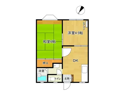 クレスト三保(2DK/1階)の間取り写真