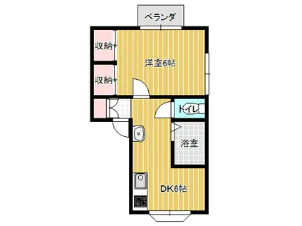 ファインレビュー梅の木(1DK/1階)の間取り写真