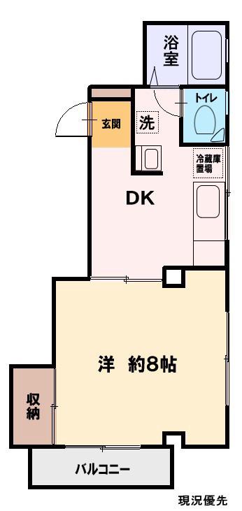 新生ビル(1DK/3階)の間取り写真