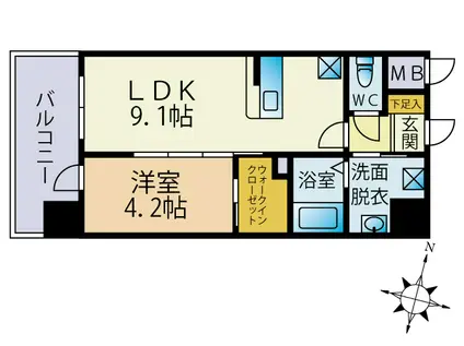 ETINCELL(1LDK/8階)の間取り写真