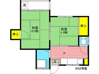 高田荘(2K/2階)の間取り写真