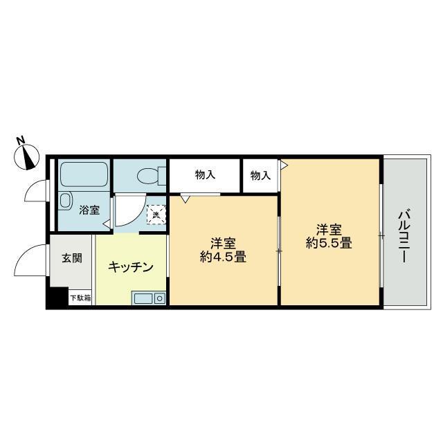 フィネス中屋敷(2K/3階)の間取り写真