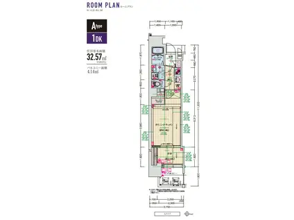 ソルテラス難波NEO(1DK/3階)の間取り写真