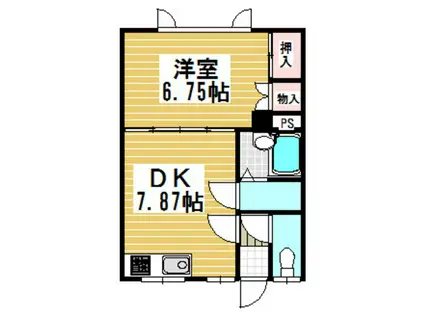 ハイツ栄(1DK/2階)の間取り写真
