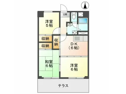 ヴェルデ平針南(3DK/1階)の間取り写真