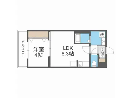 H-MAISON御幣島I(1LDK/3階)の間取り写真