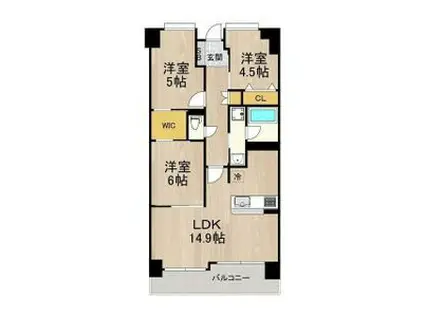 フロンティアタワー難波イースト(3LDK/6階)の間取り写真