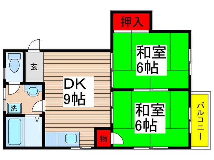サンウッド勝田台(2DK/2階)の間取り写真