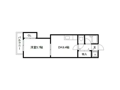 KS HOUSE(1DK/3階)の間取り写真