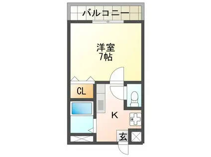 ワイズコートヨシトミ(1K/2階)の間取り写真
