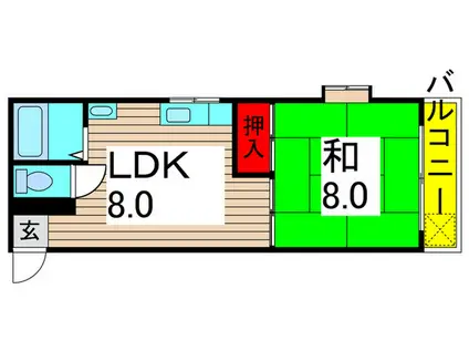 ハイツタナカ(1LDK/2階)の間取り写真