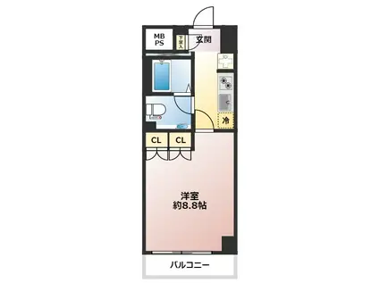 スパシエステージ北沢(1K/1階)の間取り写真
