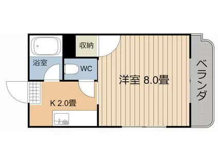 Mハウス唐湊(1K/4階)の間取り写真