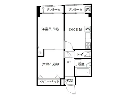 パールハイツ笹塚(2DK/4階)の間取り写真
