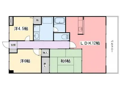 高岡中村コーポII(3LDK/5階)の間取り写真