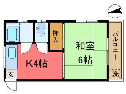 コーポ三和(1K/2階)の間取り写真