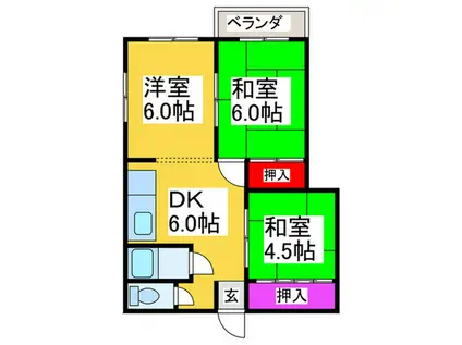 マンション虎屋(3DK/2階)の間取り写真