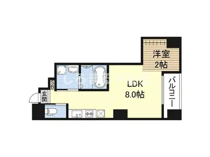 B.UEMACHIDAI(1LDK/2階)の間取り写真