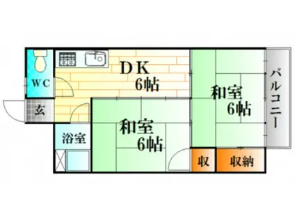 シャトー舟入(2DK/3階)の間取り写真