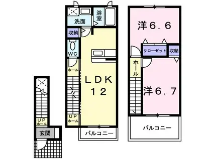 グレイスコート21 弐番館(2LDK/2階)の間取り写真