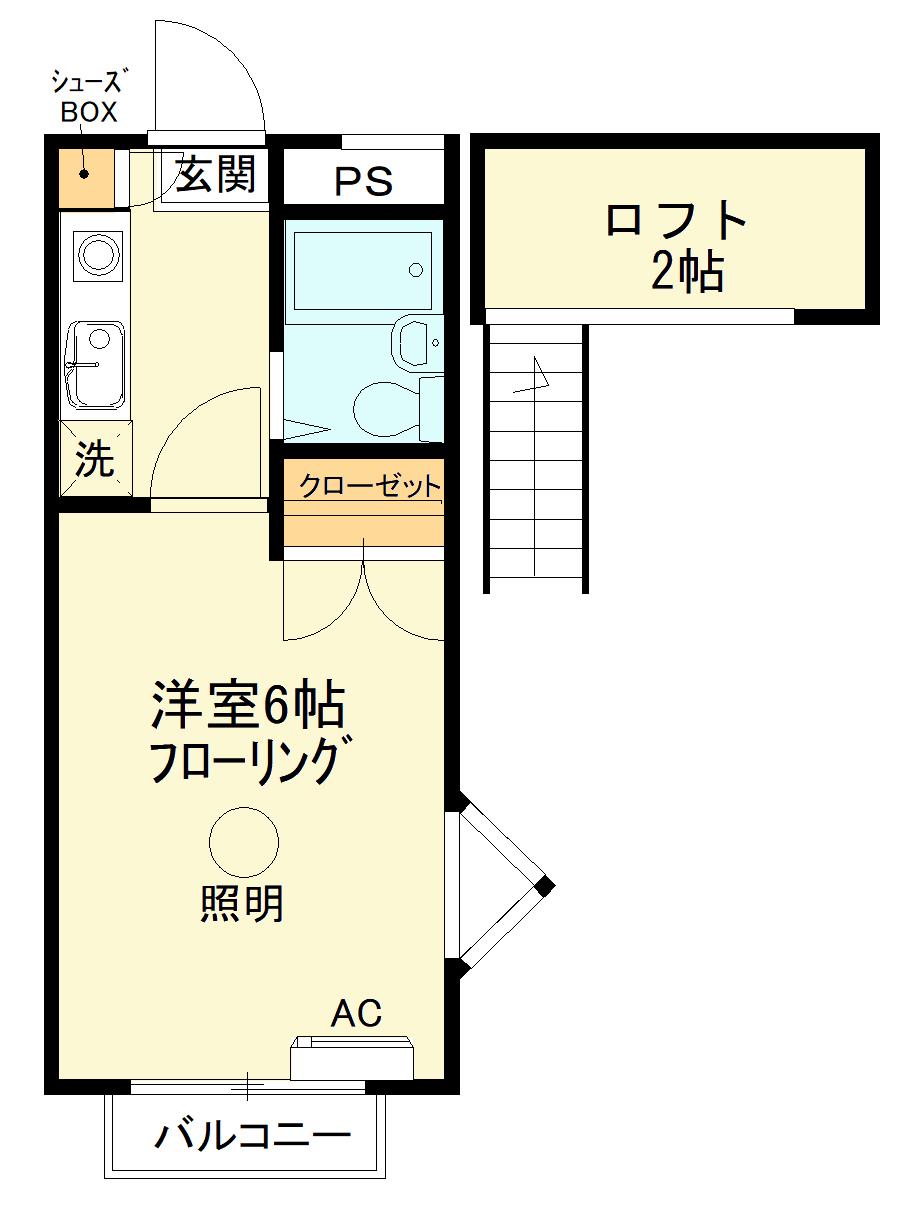 ドルフィン新町(1K/2階)の間取り写真