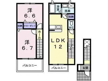 インテックスⅤ番館(2LDK/2階)の間取り写真