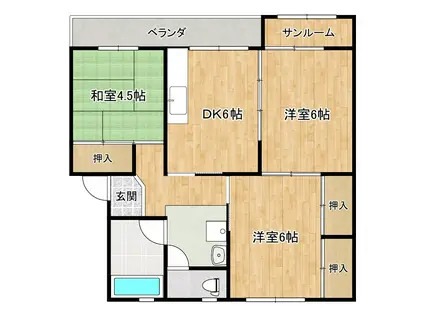 グリーンハイツ淞南(3DK/5階)の間取り写真