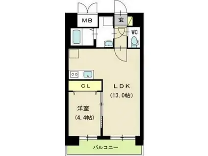 スカイオン本町(1LDK/6階)の間取り写真