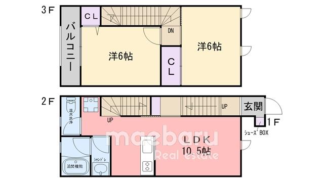 ラ・プラヤ弐番館(2LDK/2階)の間取り写真