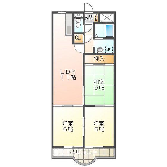 コンフォトゥール(3LDK/2階)の間取り写真
