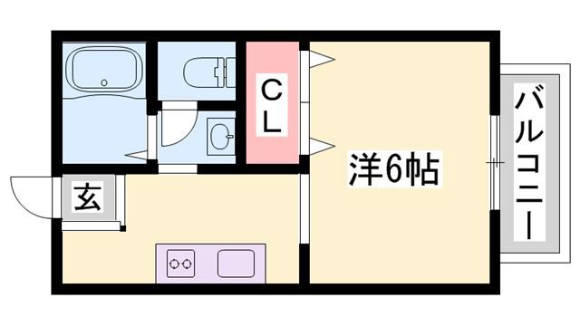 リヴェール北代(1K/1階)の間取り写真