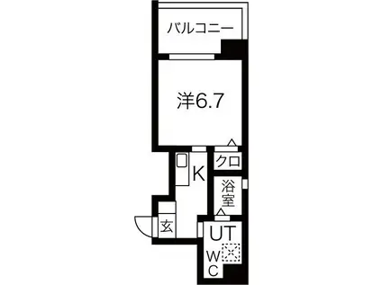 ワコーレヴィータ鷹取駅前(1K/8階)の間取り写真