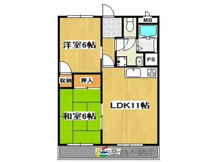 マウンテンヒル壱番館(2LDK/4階)の間取り写真