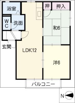 フォーレスみとの A棟(2LDK/2階)の間取り写真