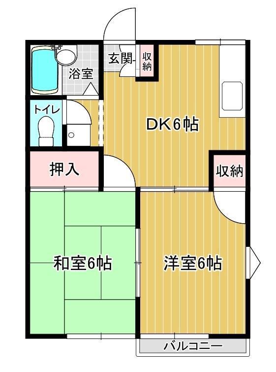 ハイネス久保田(2DK/2階)の間取り写真