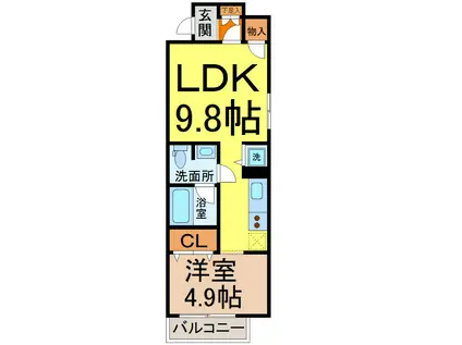ヴァリエ東別院(1LDK/12階)の間取り写真