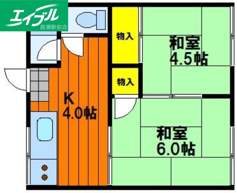 コーポ若竹(2DK/2階)の間取り写真