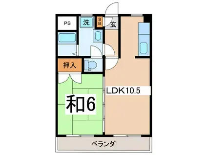 グリーンヒルT&E(1LDK/2階)の間取り写真