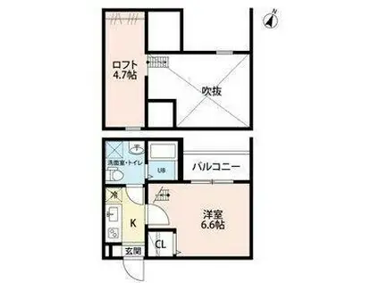 T.A.東山町IIC棟(1K/1階)の間取り写真