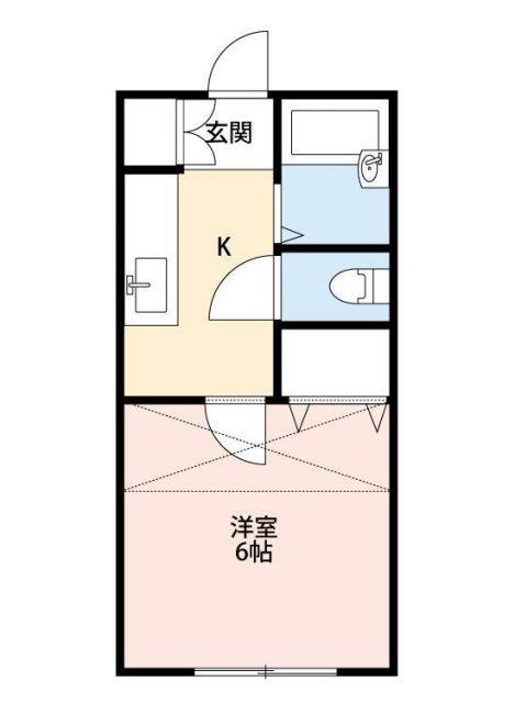 カーザ方丈(1K/2階)の間取り写真