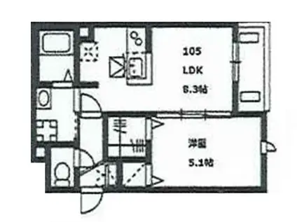 クレア西大宮(1LDK/2階)の間取り写真