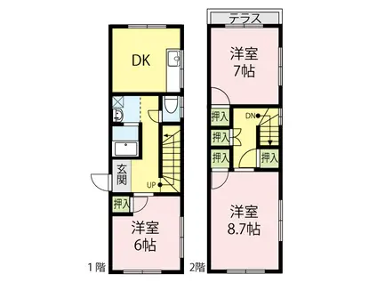 メゾン由氣(3DK/1階)の間取り写真
