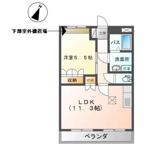 グリーンヒルズII(1LDK/1階)の間取り写真